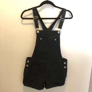 Black overall shorts